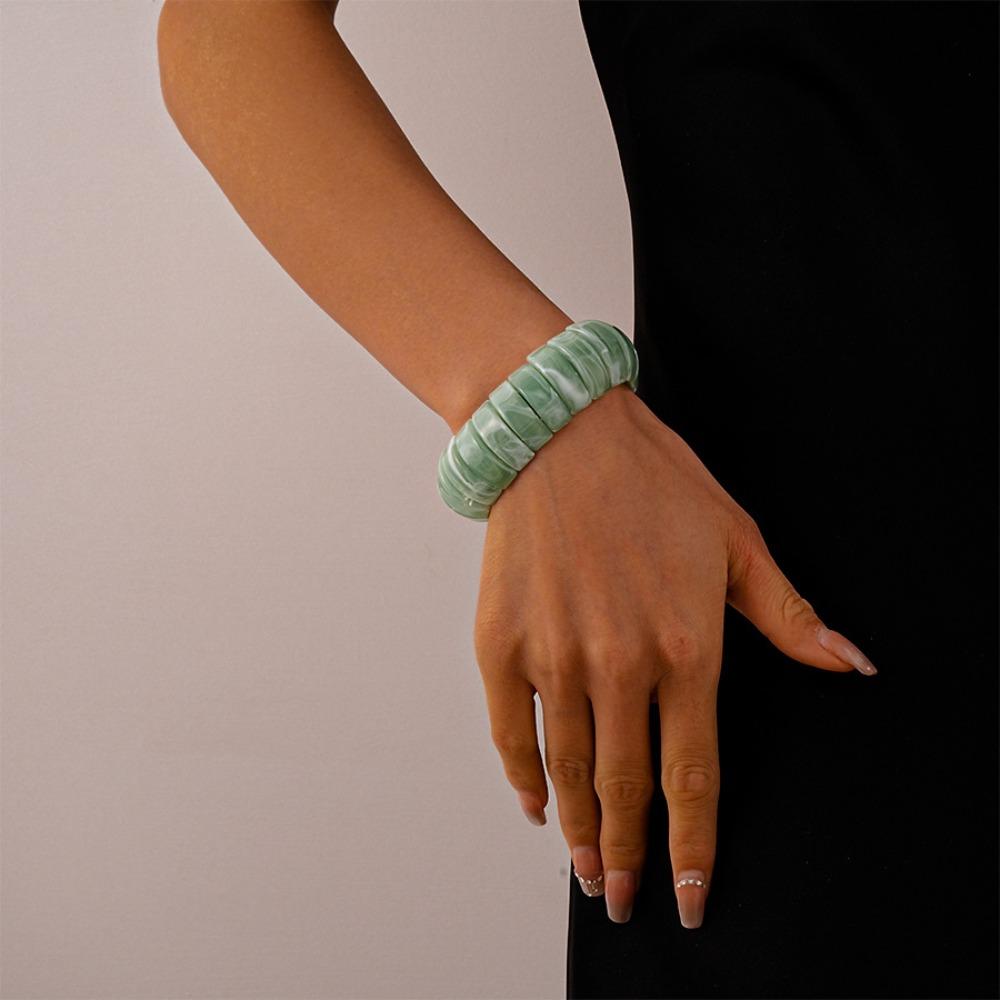 Wide Rectangle Irregular Wide Bracelet Bohemian Retro Hand Ring Acrylic Bangle  Lady Girls
