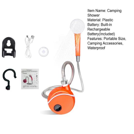 Přenosná kempingová sprchová pumpa USB dobíjecí venkovní kempování turistika mytí aut čištění domácích mazlíčků karavan cestování elektrická sprchová hlavice postřikovací pumpa
