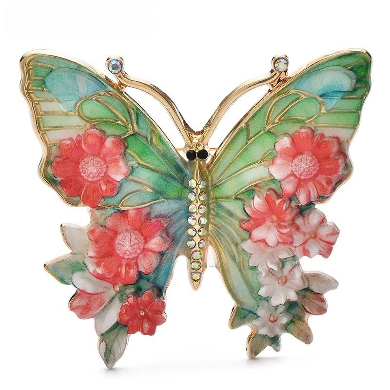 Vintage Big Flower Butterfly Brooches 5-color Beautiful Insects Brooch For Women's Clothes Pins Gifts