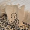 Korean Ins Niche Design Cute Cartoon Fun Pattern Thin Cotton Grey Cloth Bag Canvas Single Shoulder
