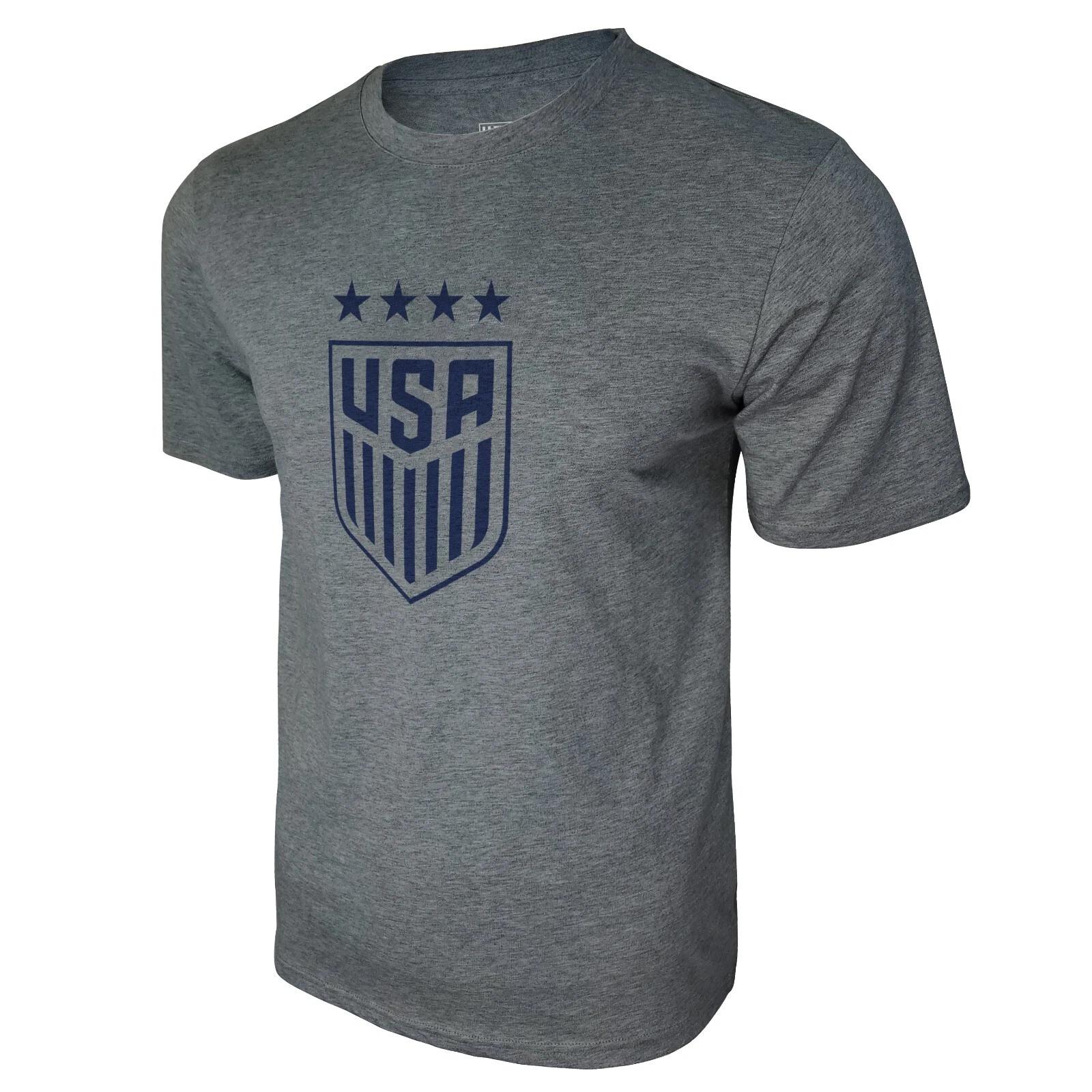 Icon Sports U.S. Soccer Federation USWNT Logo Adult T-Shirt Grey w/ Blue Logo 4XL