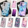 Pink Butterfly Pattern For Samsung Galaxy A73,31,Note,22,71,53,32,72,41,8,9,52,J7,Soft Black Silicone Cover Case