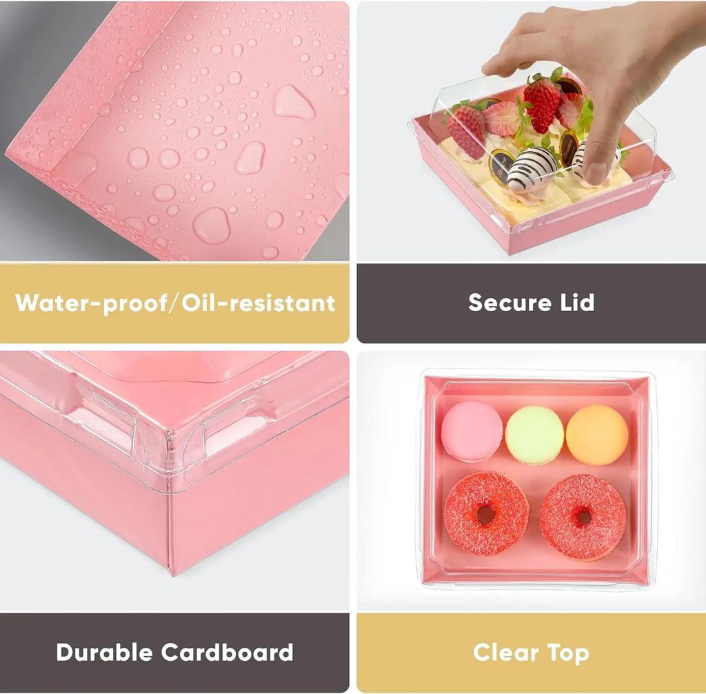 100pcs baking transparent sandwich packaging box Dessert cake Snow Mei Niang thousand layer packing baking cake box