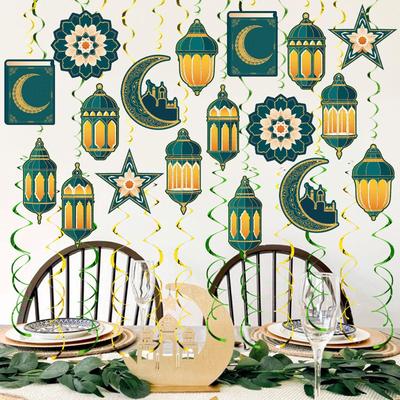 48x Eid Mubarak Spiral Hanging Decor Streamers Decorative Creative Ramadan for Festival
