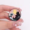 Ukiyo-e Style Wave Enamel Pins Ocean Sunrise Sunset Shark Mount Fuji Brooches Lapel Backpack Badge Jewelry Gift for Friends