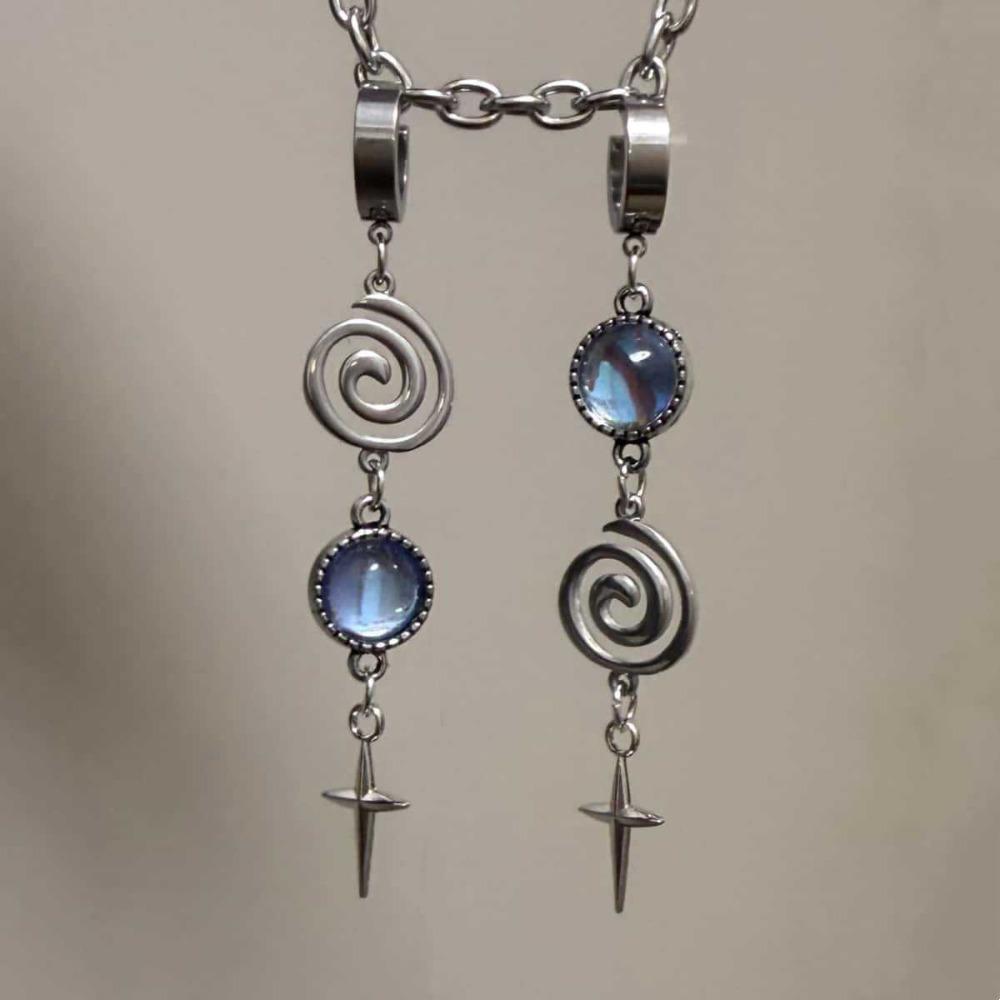 Orecchini Pendenti Lunghi con Nappa Geometrica a Spirale Starlight Moonstone Croce per Donna Gioielli Fascino Retrò Regali