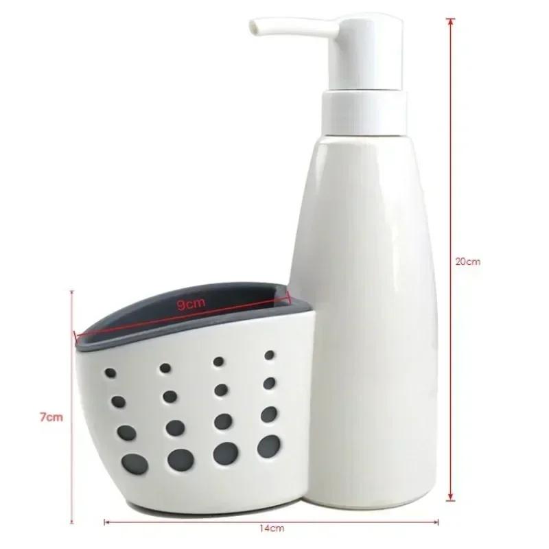 Fashionable Bathroom/Kitchen Soap Dispenser with Sponge Holder - Stylish, Functional & Space-Saving Design for Easy Cleaning