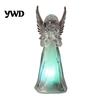 Prayer Angel Figurine Guardian Night Light, Small Reading Playing Music Acrylic Statue Decoration with LED Light for Desk, Table, Shelf Decor Peaceful