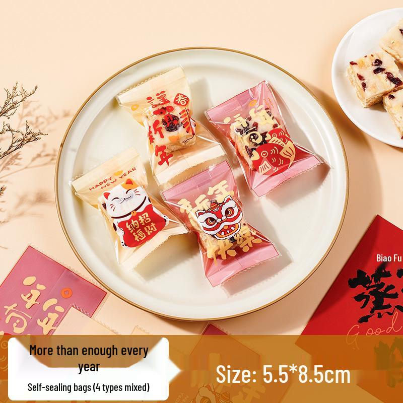 Snowflake Nougat Candy Sealing Bags for Cookies, Biscuits, Toffee, and Baking.