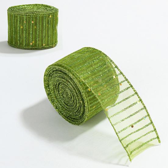 Wired Ribbon for Seasonal Decor Stripe Sequin Christmas Ribbon, Glitter Polyester Fabric Wide Craft Decorative Gift Wrapping Ribbons Wreath