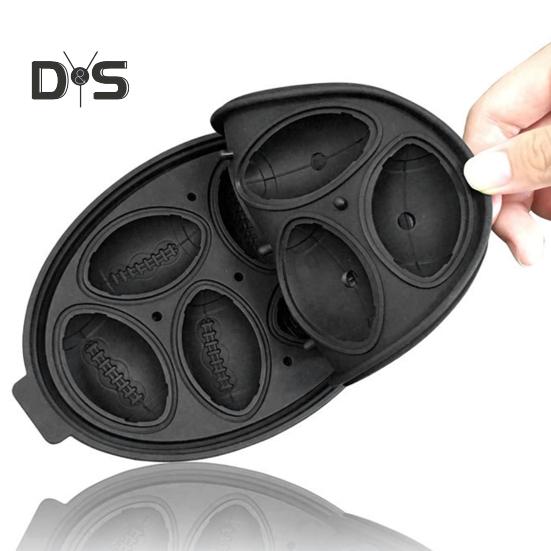 Lot De 4 Moules À Glaçons Ronds En Forme De Ballon De Foot En Silicone Avec Couvercle Amovible