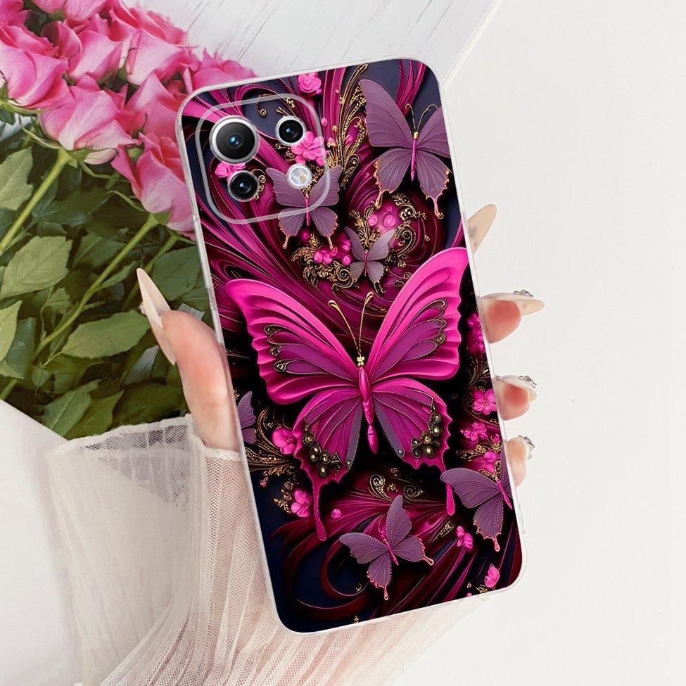 Clear Casing For Xiaomi Mi 11 Lite 4G Cover For Xiaomi Mi 11 Lite 5G Case Cute Cat Fashion Butterfly Funny Painted