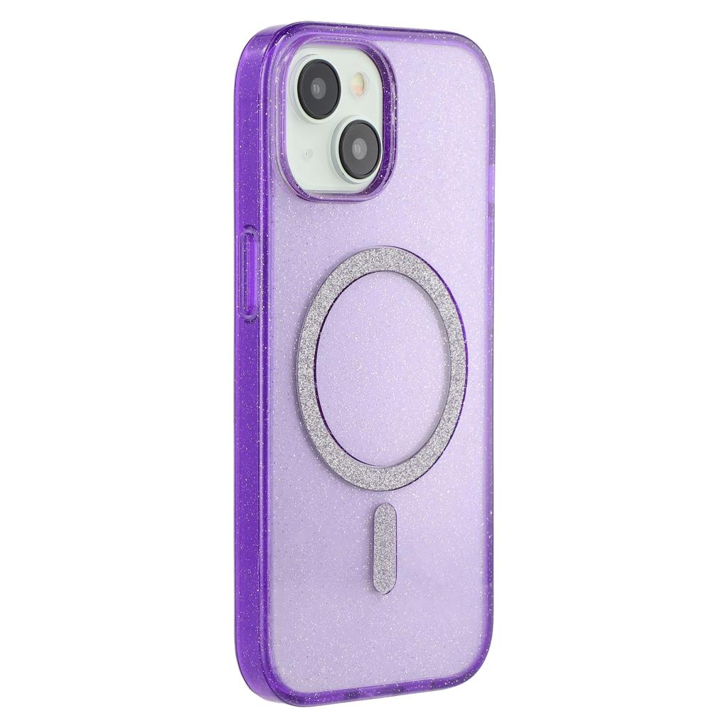 For iPhone 15 Case Compatible with MagSafe 2.0mm PC+TPU Glitter Phone Cover