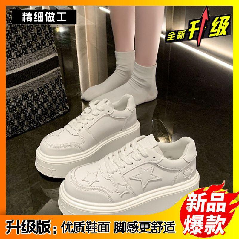 

Звездные маленькие белые туфли женские 2025 весна новая корейская версия спортивной обуви универсальные маленькие туфли на толстой подошве увеличивающие рост обувь на платформе 40