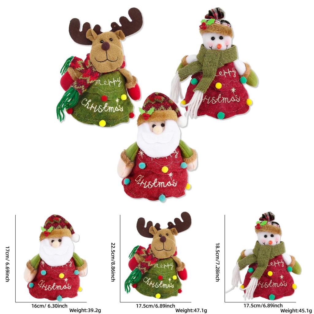 Plush Festive Christmas Santa Snowman And Reindeer Apple Candy Bags For Holiday Decor