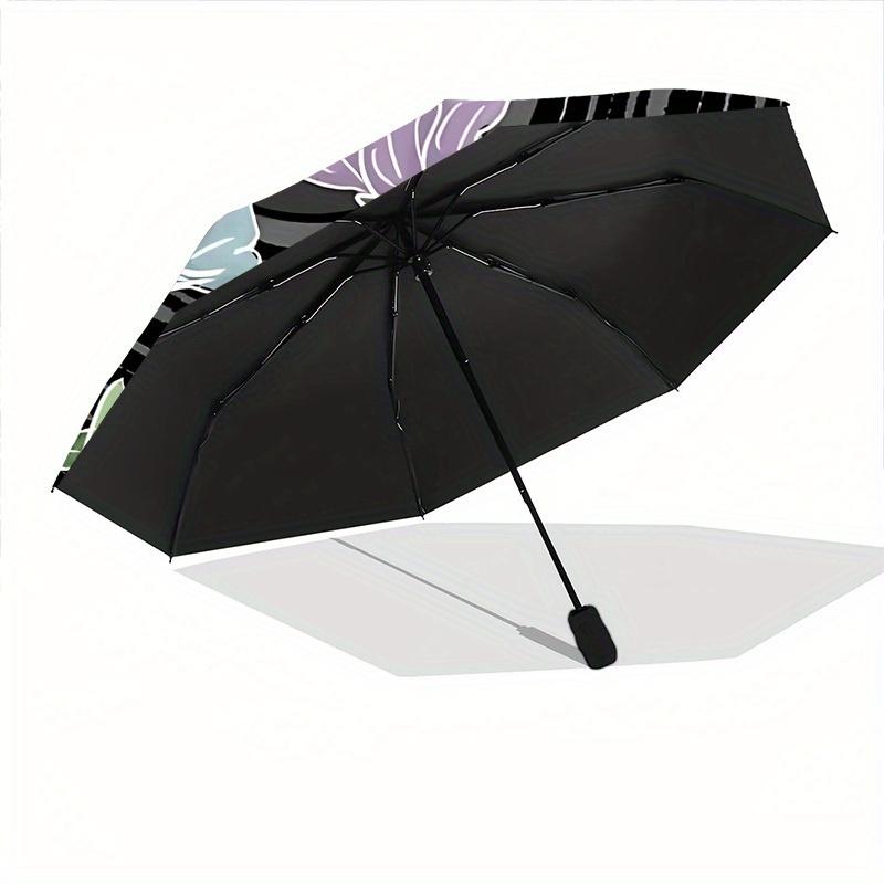 1pc Vinyl Record Flowers Automatic Open/Close Umbrella, Umbrella with Cartoon Design, Portable Compact Umbrella for Men & Women, Good Holida