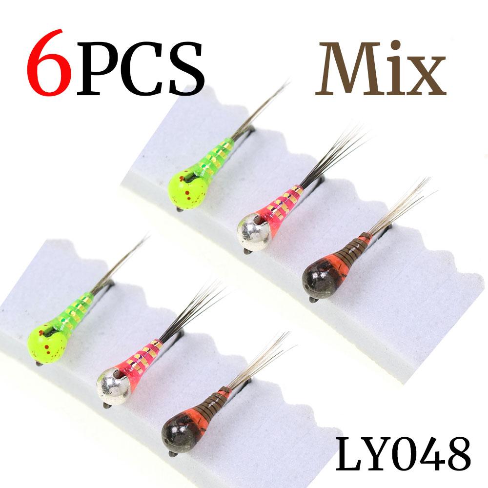6PCS Fast Sinking Perdigon Euro Nymph Wet Fly Fishing Tungsten Bead Head Barbless Jig Hook Trout Grayling panfish Fishing Lures