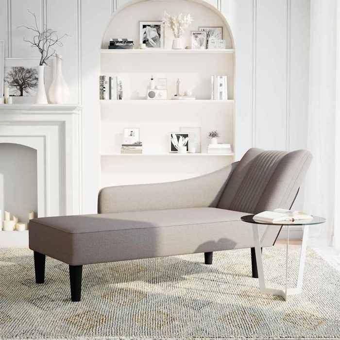VidaXL Chaise Longue Avec Accoudoir Droit Taupe Tissu, Fauteuil, Fauteuil De Détente, Chaise Longue Rembourrée, Fauteuil De 4009803