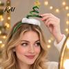 Adjustable Christmas Hair Decor Spiral Tree Headband with Bells Star Pom Pom, Family Gathering Festive Headwear Hoop, Glitter Holiday Costume for Xmas