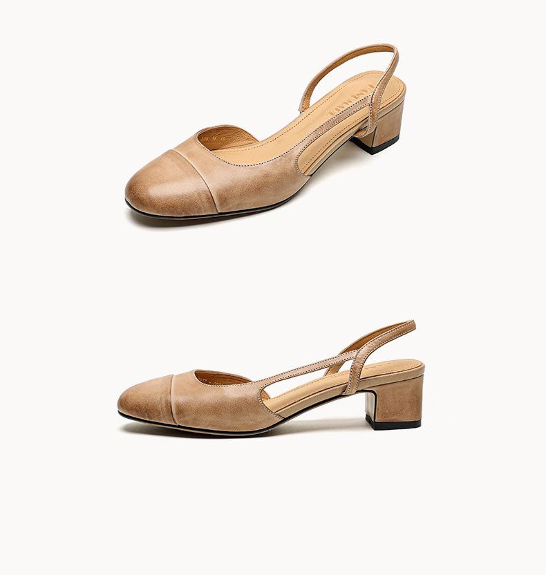 Retro Leather Sandals For Women, Single Shoes