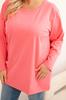 Women's Plus Size Cotton T-shirt with Round Neck Pink 4XL/5XL