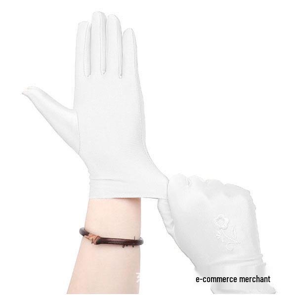 Ladies' Spring/Summer Embroidered Sunscreen Gloves - High Elasticity Riding & Driving Gloves