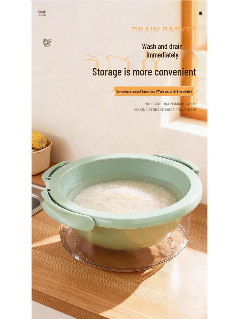 Double-Layer Vegetable Washing Basin & Draining Basket - Food Grade, Multi-purpose for Kitchen Use