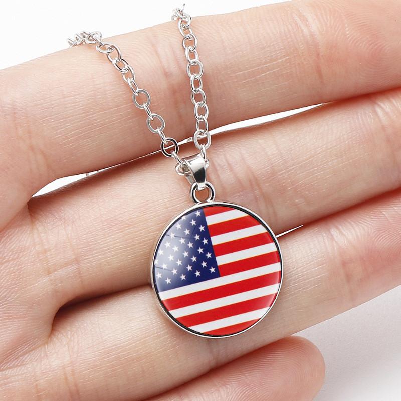 Trendsetting North Geometric American Flag Pendant Necklace Handmade Alloy Design