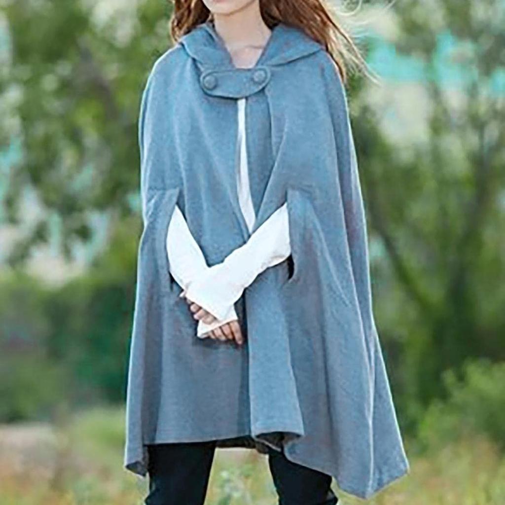 Gothic Open Front Hooded Cardigan Women Autumn Long Coat Solid Color Cloak Cape Winter Outdoor Jackets