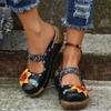 2025 Summer Ethnic Style Women's Handmade Floral Sandals with Thick Sole