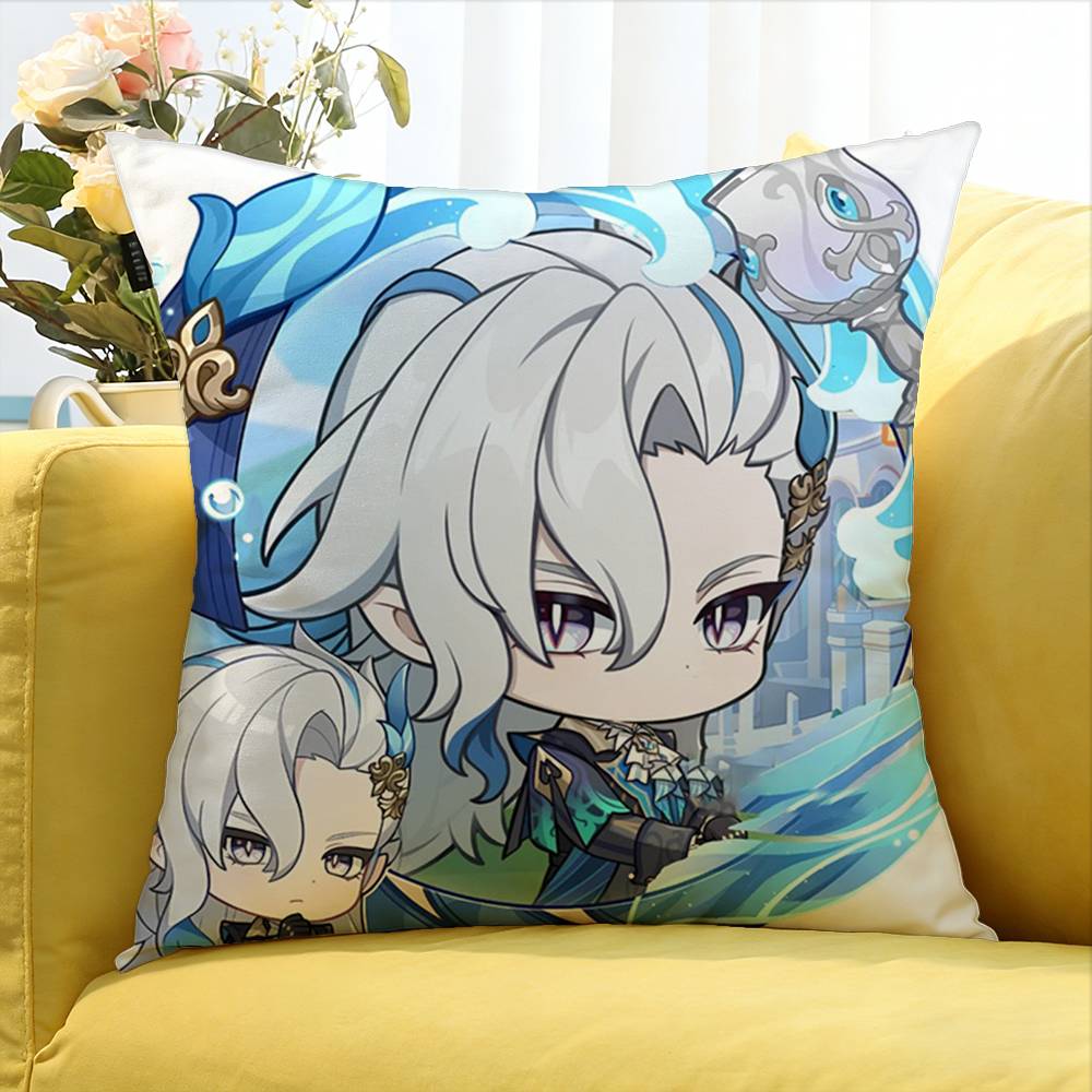 Game G-enshin I-Impac-t World Various Sizes Square Pillow Case For Car Home Bedchamber Decor