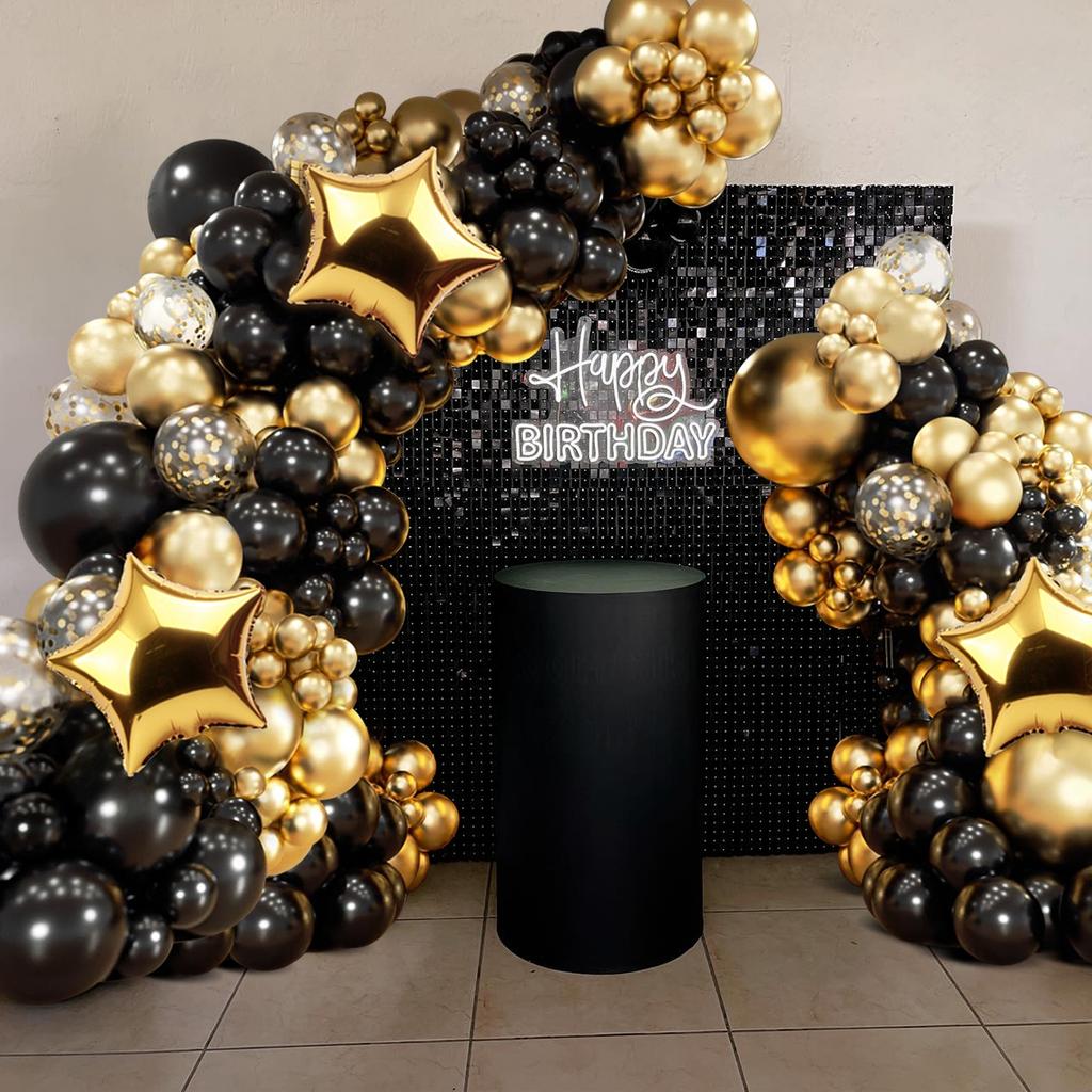 Black Gold Balloons Garland Arch Kit Confetti Latex Balloons Graduation Decor Anniversary Birthday Party Decor Kids Baby Shower
