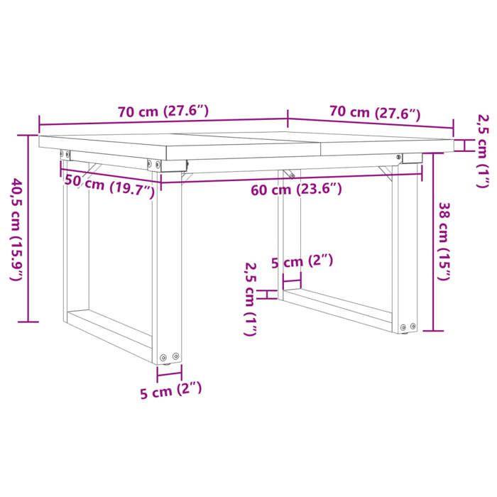 VidaXL Table Basse Cadre en O, Table d'Appoint, Bout de Canapé, Meuble de Salon Salle de Séjour, 70x70x40,5cm Bois de Pin 3282727