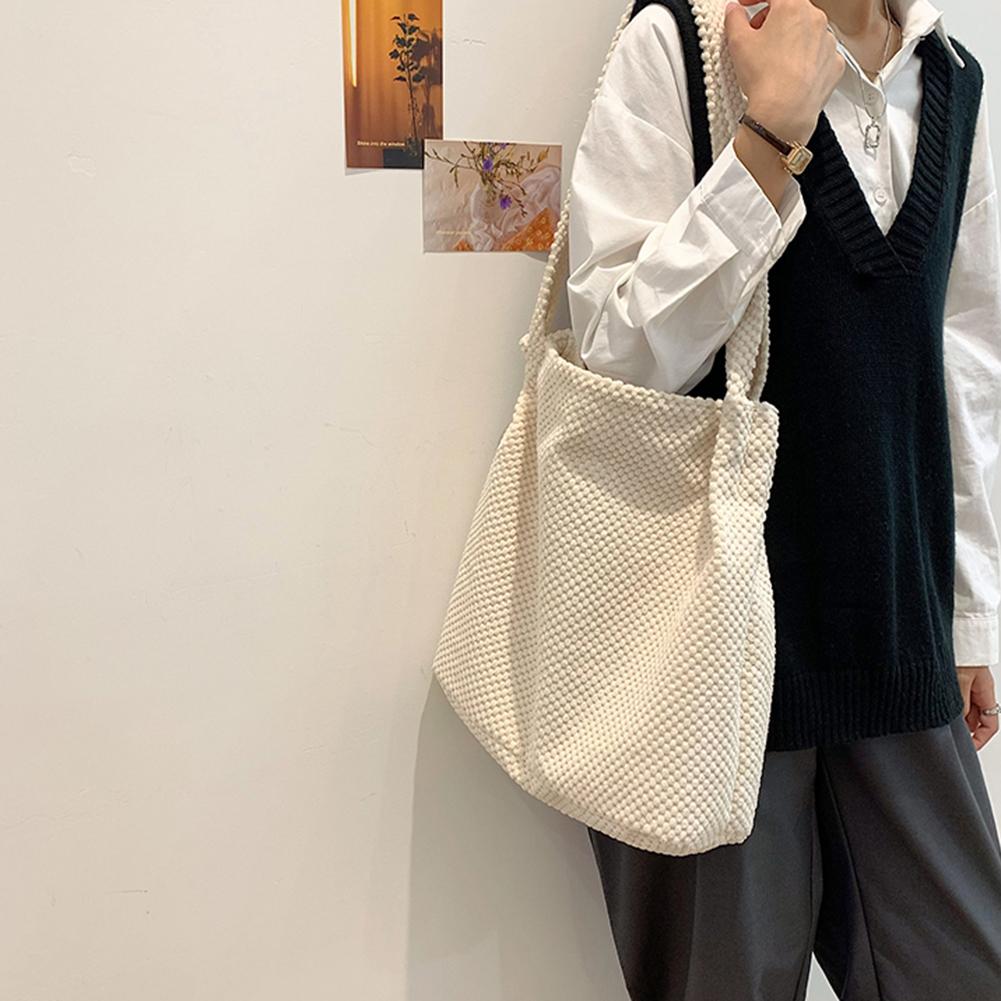 Solid Color Knitted Handbags Female Large Capacity Totes Woven Shopping Bag Women's Summer Beach Bags Casual Ladies Shoulder Bag