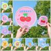 Cartoon Folding Fans Round Beach Lawn Hand Fan Flying Disc Fans  For Beach Lawn