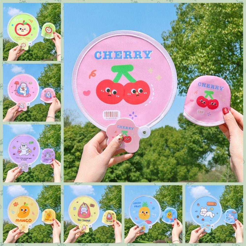 

Cartoon Folding Fans Round Beach Lawn Hand Fan Flying Disc Fans For Beach Lawn style H
