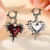 Retro Gothic Jewelry: Drip Oil Rose Charms with Thorns Heart Cross Earrings for Women