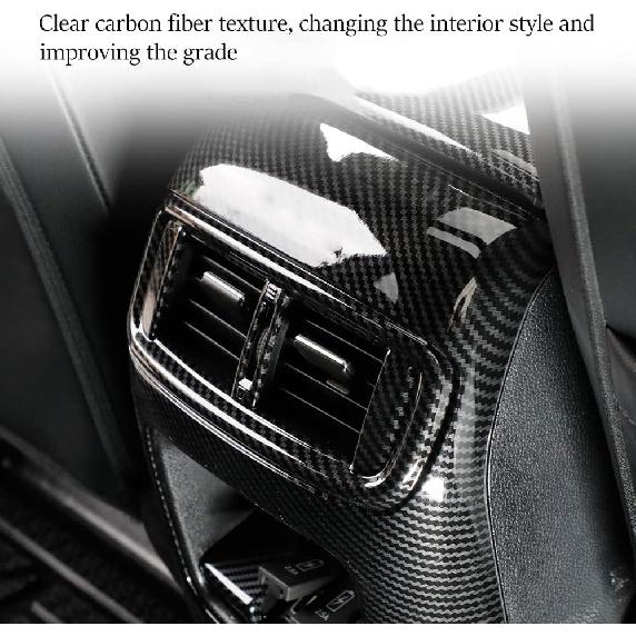 for CRV 2017-2022 Rear Air Condition Vent Outlet Cover Trim Sticker, Carbon Fiber Grain Style Interior Decorative Panel Frame Accessories for Honda