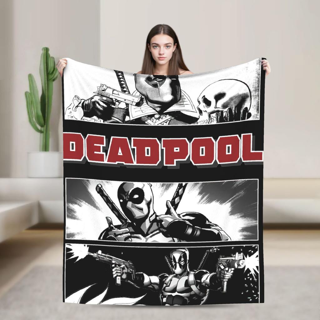 Deadpool and Wolverine Blanket Superhero Comedy Dogpool Plush Awesome Warm Throw Blanket for Bedspread Decoration