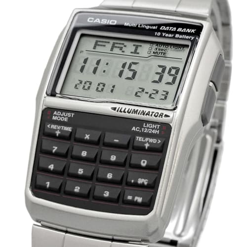 Casio CASIO DATA BANK Data Bank Digital Watch DBC-32D-1A Men's Silver Metal Band Overseas Model