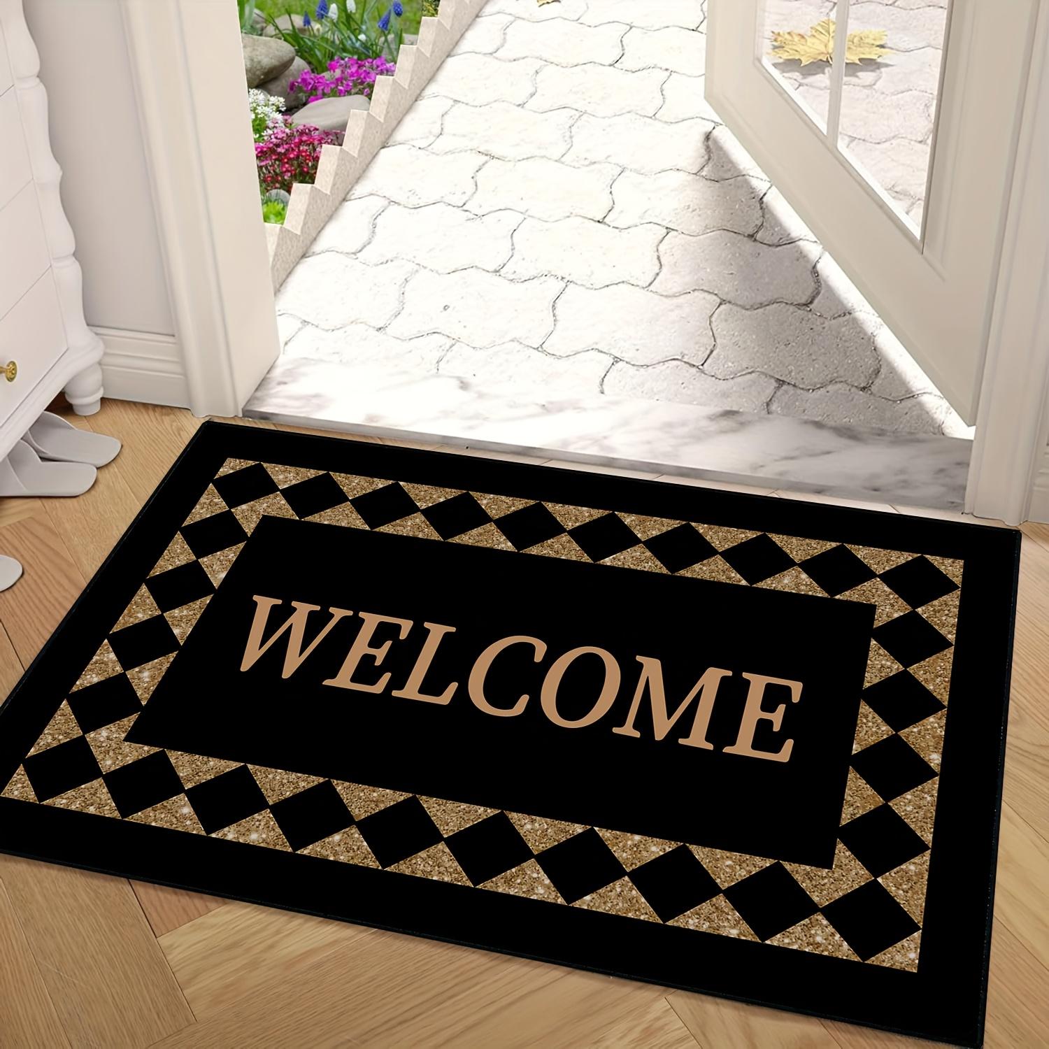

Black Door Mat Welcome Entry Non-Slip Floor Mat Indoor Living Room Bedroom Home Decoration Carpet Large 50x80cm