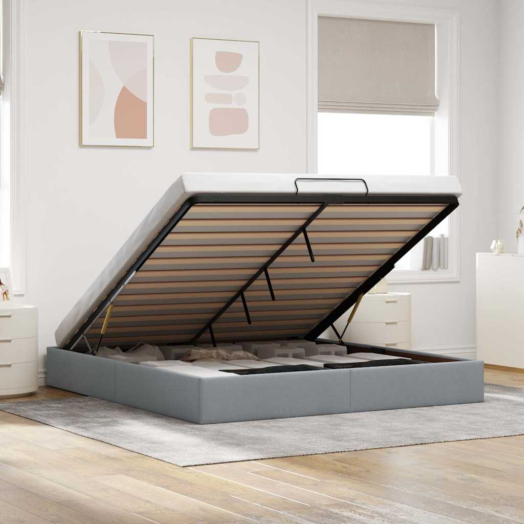Ottoman Bed without Mattress Light Grey 180x200 cm Fabric