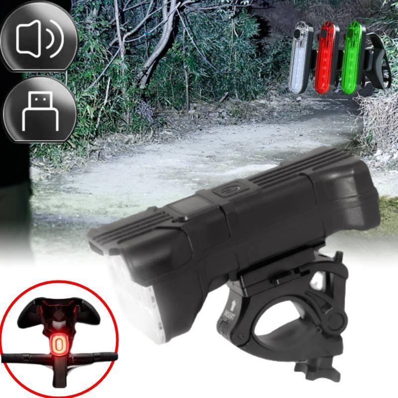 Mountain Lights Bike Usb Rechargeable Bicycle Torch Front Rear Lamp Led Set