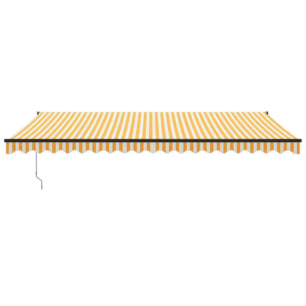 Retractable Awning Yellow and White 5x3 M Fabric and Aluminum