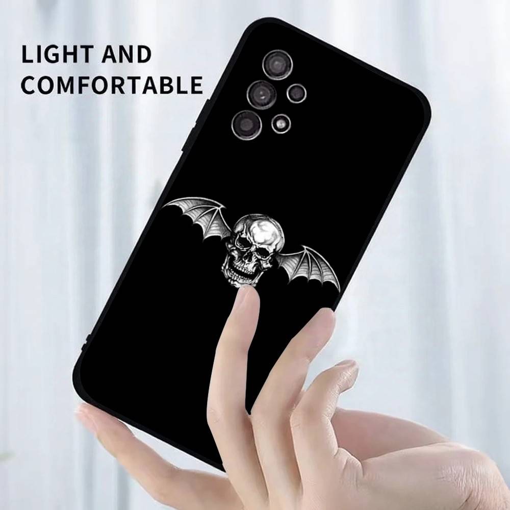 A- Cover per Telefono Avenged Sevenfold Per Samsung S25,S24,S23,S22,S21,S20,S10,Ultra,Plus,Lite,FE,Cover Nera in Morbido Silicone