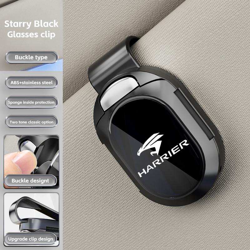 ACS2 Car Glasses Holder Clamp PU Leather Sun Visor Glasses Holder Sunglasses Storage Clip Card for Toyota harrier Car Accessories