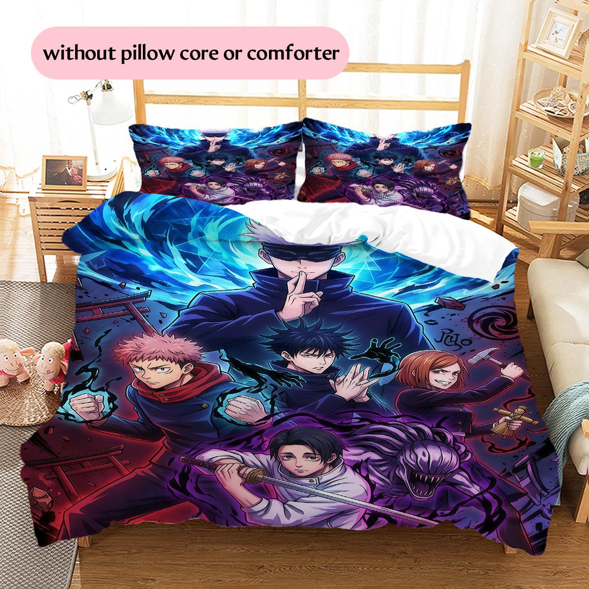 

Jujutsu Kaisen Manga & Key Character Pattern Bedding Home Decoration Festival Gift (1 * duvet cover + 2 * pillowcase, without core) 135x200cm