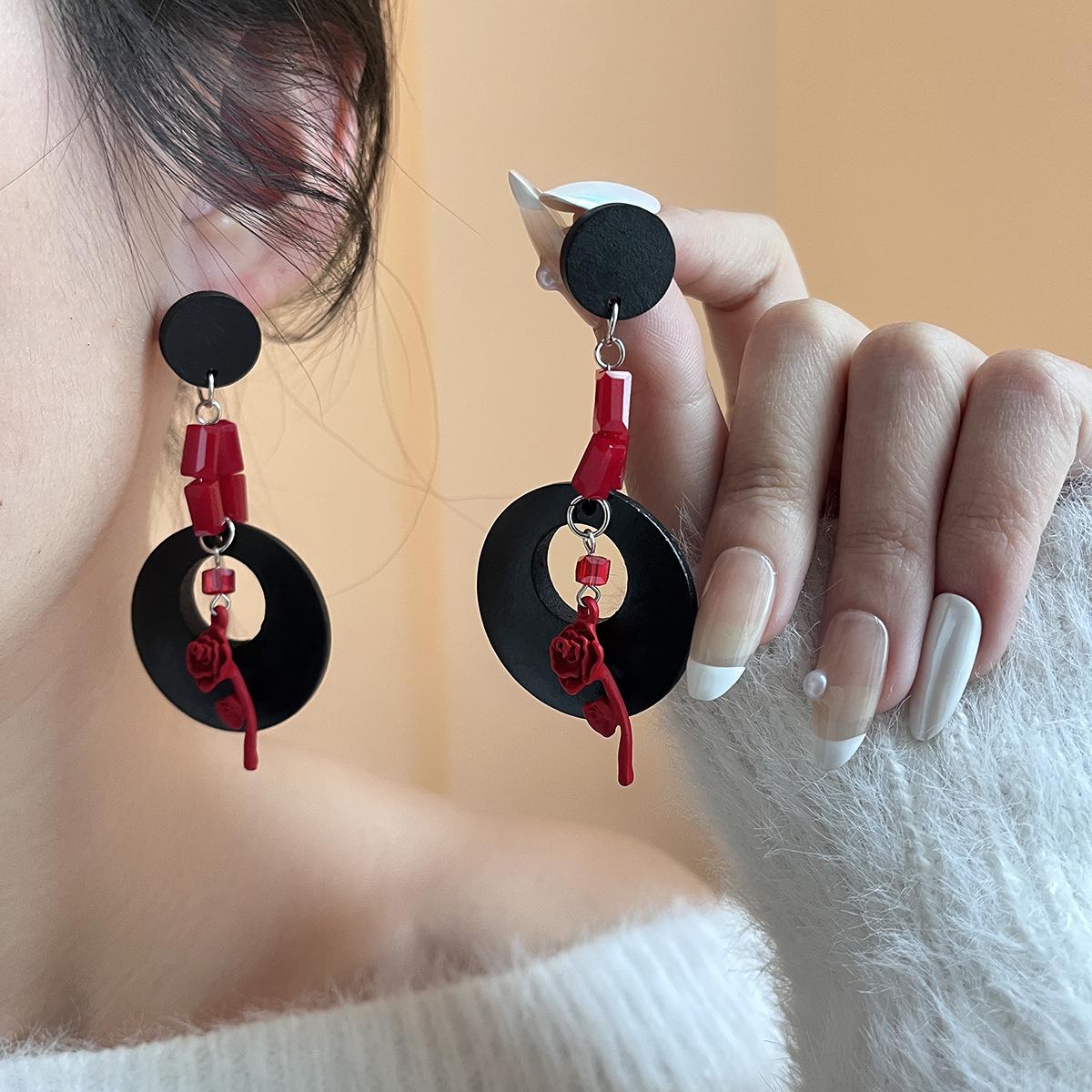 Year of the Horse 2026 Silver Needle Red Glaze Angora Earrings – Unique Light Luxury Women s Style