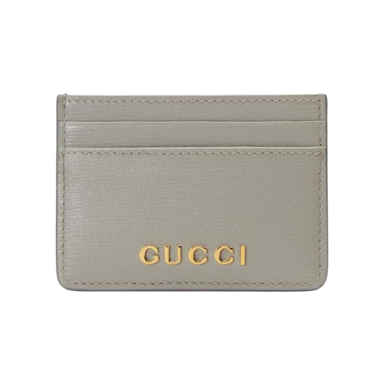 Gucci Letter Logo Solid Design Leather Card Holder Women Accessories Light-Gray 7734280OP0N1440 Box(Basic Set+Box)