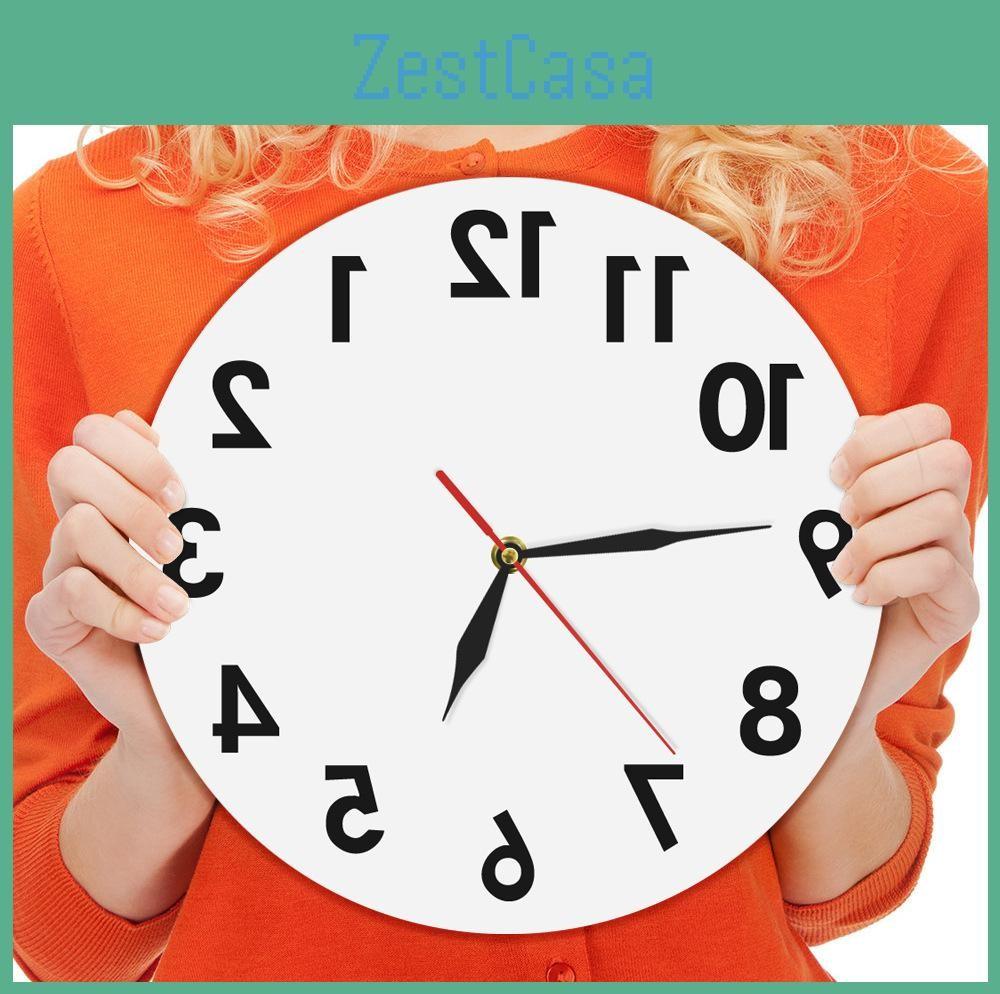 Reverse Anti Wall Clock Modern Backwards Time Run Counter Clockwise Watch Wall
